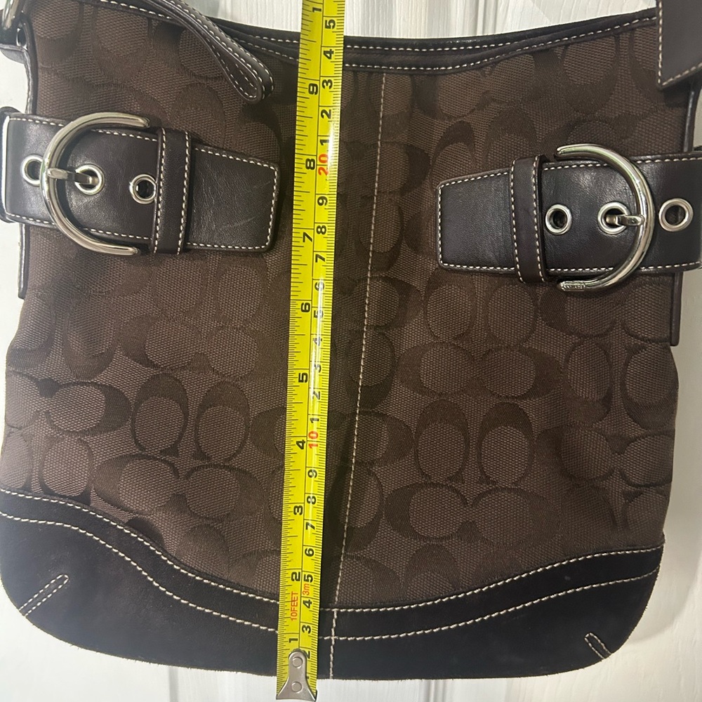 Vintage Coach Soho Signature Duffel bag brown canvas Logo leather trim - Picture 15 of 16